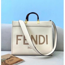 Fake Fendi Sunshine Medium Shopper Bag In White Calfskin Replica