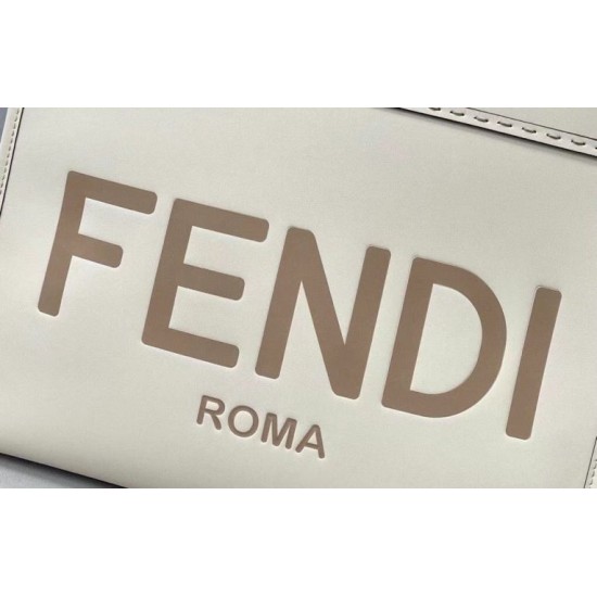 Fake Fendi Sunshine Medium Shopper Bag In White Calfskin Replica