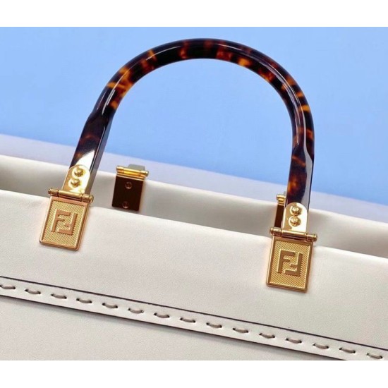 Fake Fendi Sunshine Medium Shopper Bag In White Calfskin Replica