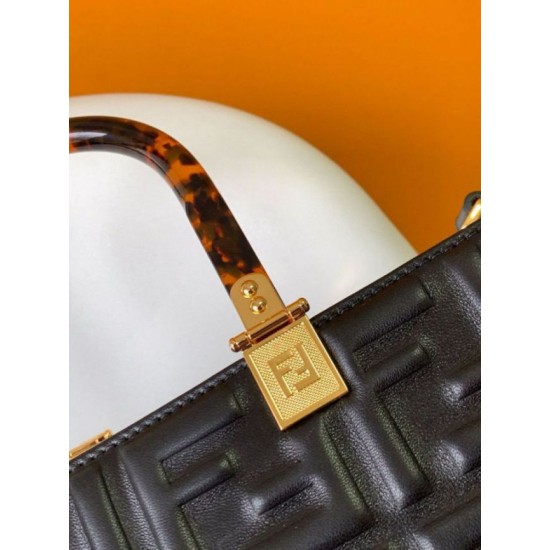 Replica Fendi Sunshine Medium Tote Bag In Black FF Calfskin