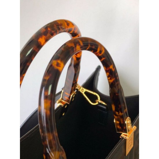 Replica Fendi Sunshine Medium Tote Bag In Black FF Calfskin
