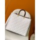 Replica Fendi Sunshine Medium Tote Bag In White FF Calfskin
