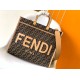 Replica Fendi Sunshine Medium Tote Bag in Brown FF Jacquard Fabric