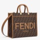 Replica Fendi Sunshine Medium Tote Bag in Brown FF Jacquard Fabric