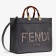 Replica Fendi Sunshine Medium Tote Bag in Black Leather with Python Logo