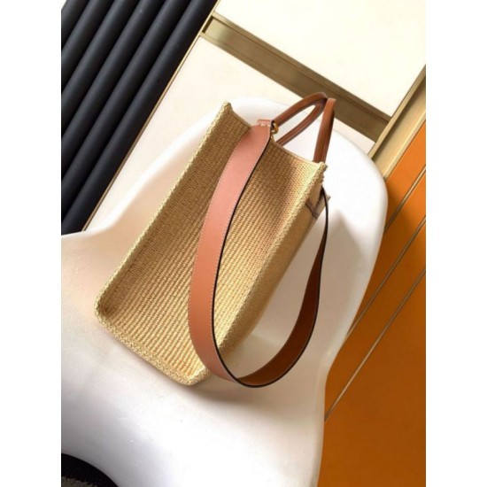 Fake Fendi Sunshine Medium Tote Bag in Natural Straw Replica