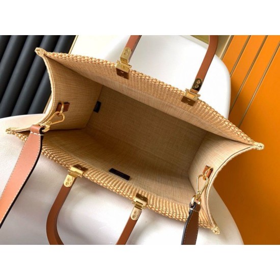 Fake Fendi Sunshine Medium Tote Bag in Natural Straw Replica