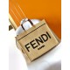 Replica Fendi Sunshine Medium Tote Bag in Black and Natural Straw