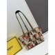 Fake Fendi Small Roll Tote in Canvas with Multicolor FF Embroidery Replica
