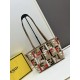 Fake Fendi Small Roll Tote in Canvas with Multicolor FF Embroidery Replica