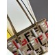 Fake Fendi Small Roll Tote in Canvas with Multicolor FF Embroidery Replica