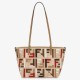 Fake Fendi Small Roll Tote in Canvas with Multicolor FF Embroidery Replica