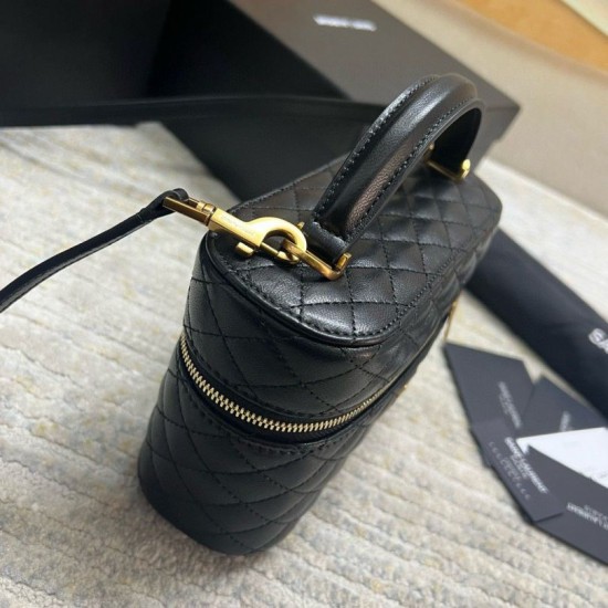 Replica Saint Laurent Gaby Mini Vanity Bag in Black Lambskin