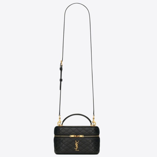 Replica Saint Laurent Gaby Mini Vanity Bag in Black Lambskin