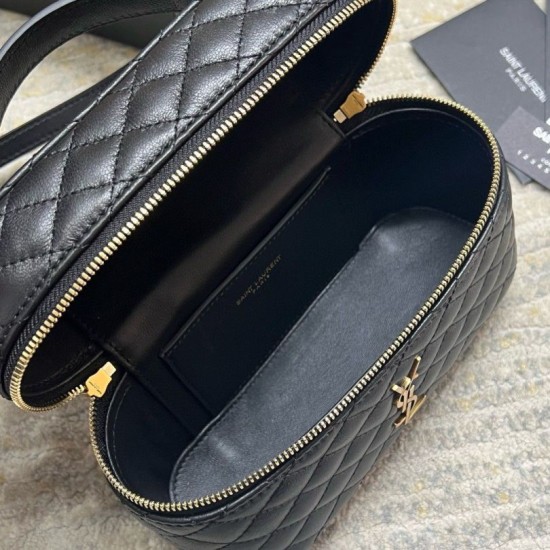 Replica Saint Laurent Gaby Mini Vanity Bag in Black Lambskin