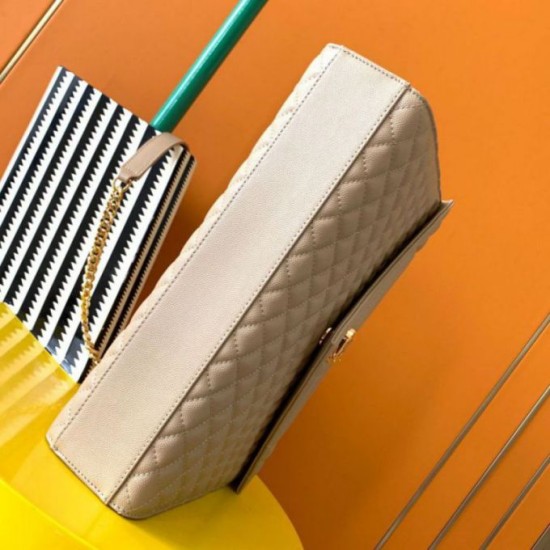 Replica Saint Laurent Envelope Large Bag In Beige Matelasse Grained Leather