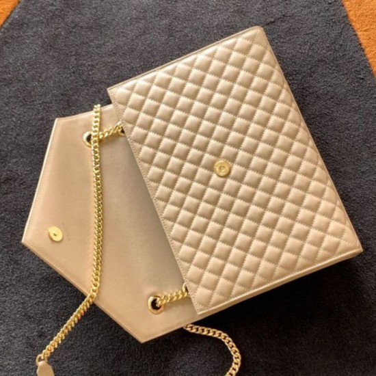 Replica Saint Laurent Envelope Large Bag In Beige Matelasse Grained Leather