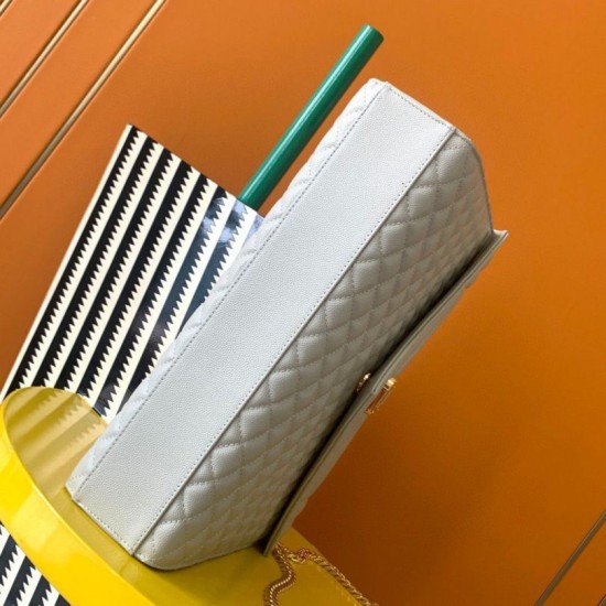 Replica Saint Laurent Envelope Large Bag In White Matelasse Grained Leather