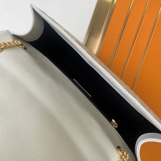 Replica Saint Laurent Envelope Large Bag In White Matelasse Grained Leather