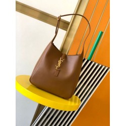 Replica Saint Laurent Le 5 À 7 Supple Small Hobo Bag in Brown Leather