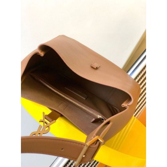 Replica Saint Laurent Le 5 À 7 Supple Small Hobo Bag in Brown Leather Replica Saint Laurent Le 5 À 7 Supple Small Hobo Bag in Brown Leather