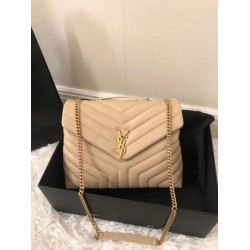 Replica Saint Laurent Loulou Medium Bag In Beige Matelasse Leather