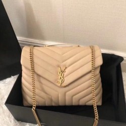 Replica Saint Laurent Loulou Medium Bag In Beige Matelasse Leather