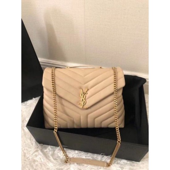 Replica Saint Laurent Loulou Medium Bag In Beige Matelasse Leather