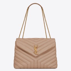 Replica Saint Laurent Loulou Medium Bag In Beige Matelasse Leather