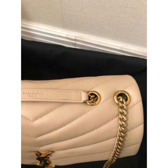 Replica Saint Laurent Loulou Medium Bag In Beige Matelasse Leather