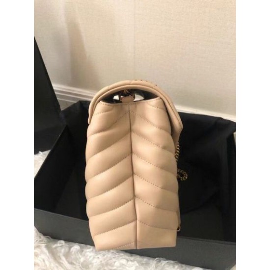 Replica Saint Laurent Loulou Medium Bag In Beige Matelasse Leather