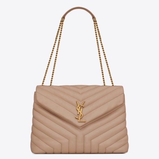 Replica Saint Laurent Loulou Medium Bag In Beige Matelasse Leather