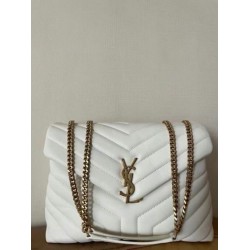 Replica Saint Laurent Loulou Medium Bag In White Matelasse Leather