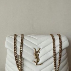 Replica Saint Laurent Loulou Medium Bag In White Matelasse Leather
