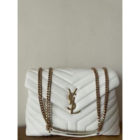 Replica Saint Laurent Loulou Medium Bag In White Matelasse Leather