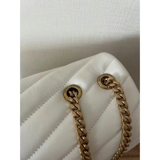 Replica Saint Laurent Loulou Medium Bag In White Matelasse Leather