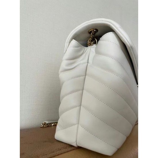 Replica Saint Laurent Loulou Medium Bag In White Matelasse Leather