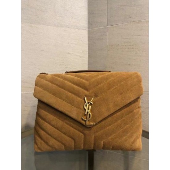 Fake Saint Laurent Loulou Medium Bag In Brown Suede Leather Replica