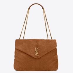 Fake Saint Laurent Loulou Medium Bag In Brown Suede Leather Replica