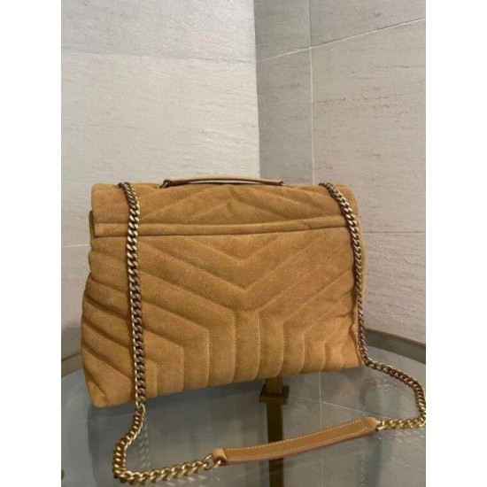 Fake Saint Laurent Loulou Medium Bag In Brown Suede Leather Replica