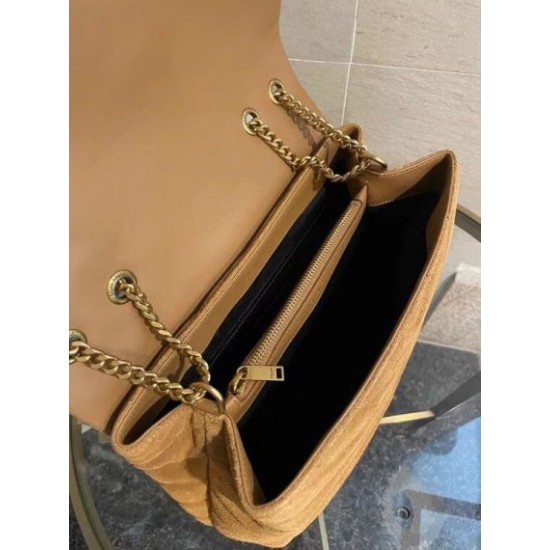 Fake Saint Laurent Loulou Medium Bag In Brown Suede Leather Replica