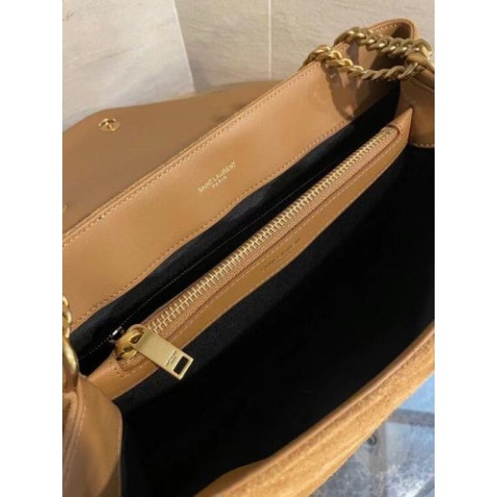 Fake Saint Laurent Loulou Medium Bag In Brown Suede Leather Replica