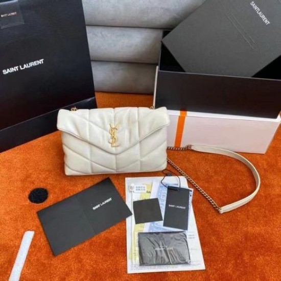 Fake Saint Laurent Puffer Toy Bag In White Lambskin Replica Replica Saint Laurent Puffer Toy Bag In White Lambskin