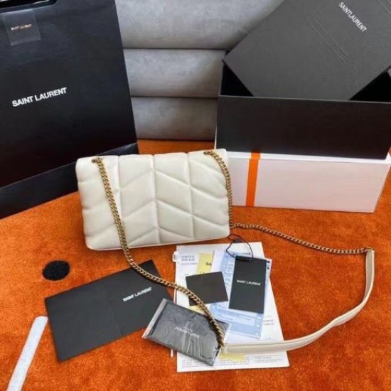 Fake Saint Laurent Puffer Toy Bag In White Lambskin Replica Replica Saint Laurent Puffer Toy Bag In White Lambskin