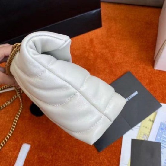 Fake Saint Laurent Puffer Toy Bag In White Lambskin Replica Replica Saint Laurent Puffer Toy Bag In White Lambskin