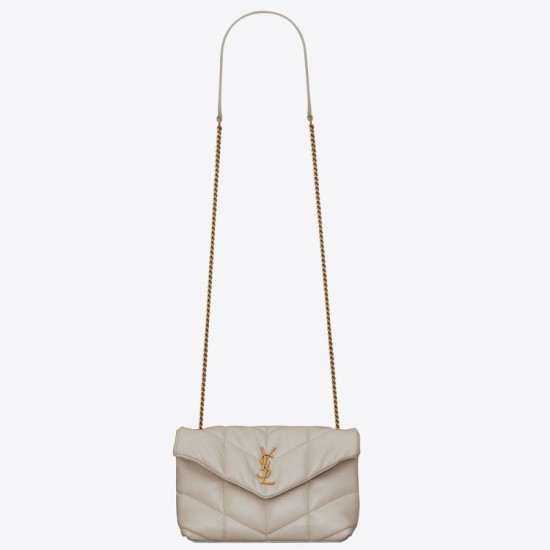 Fake Saint Laurent Puffer Toy Bag In White Lambskin Replica Replica Saint Laurent Puffer Toy Bag In White Lambskin