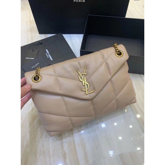 Fake Saint Laurent Small Loulou Puffer Bag In Beige Lambskin Replica