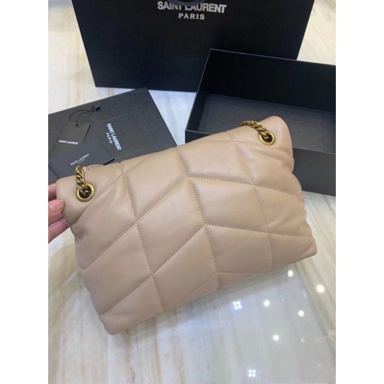 Fake Saint Laurent Small Loulou Puffer Bag In Beige Lambskin Replica