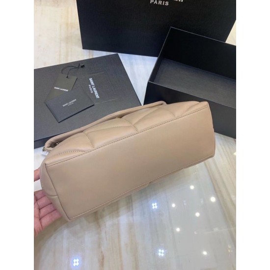 Fake Saint Laurent Small Loulou Puffer Bag In Beige Lambskin Replica