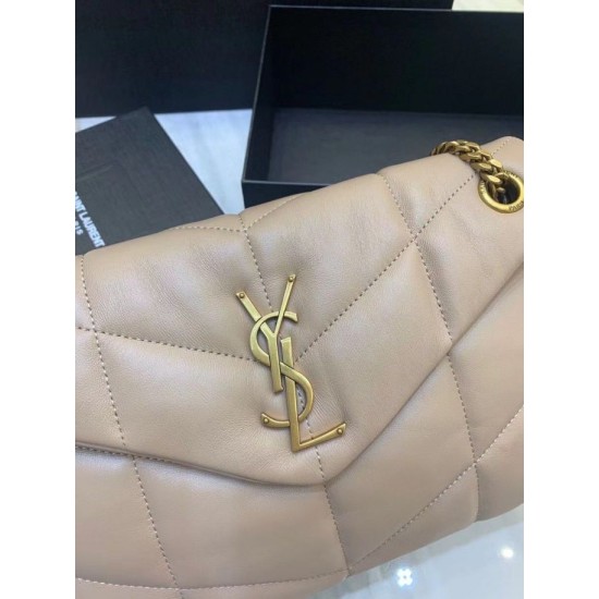 Fake Saint Laurent Small Loulou Puffer Bag In Beige Lambskin Replica